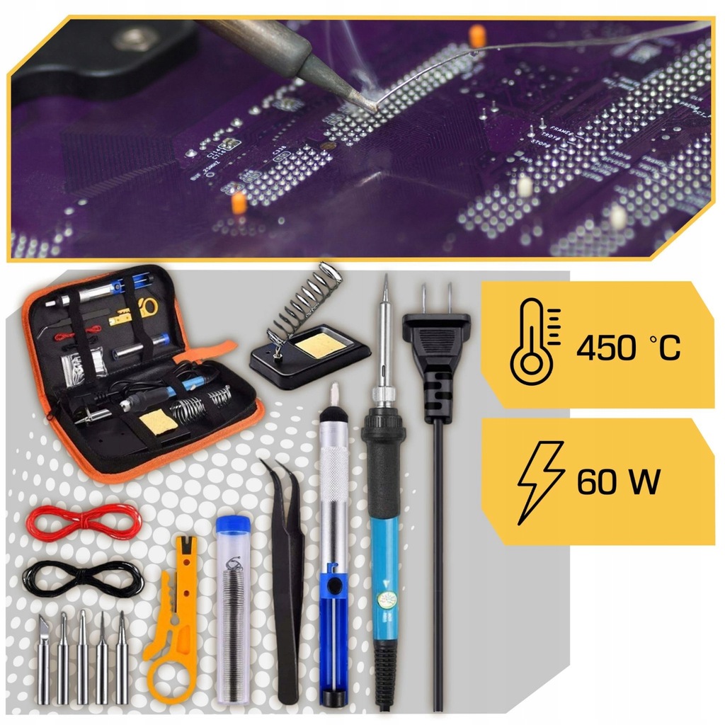Zestaw Lutowniczy LUTOWNICA PRECYZYJNA 60W +Walizka + Odsysacz +DUŻY STOJAK EAN (GTIN) 5906700043345
